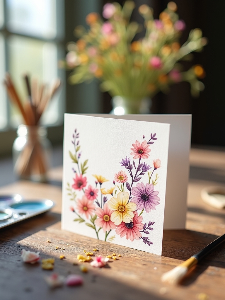 watercolor wildflowers greeting card