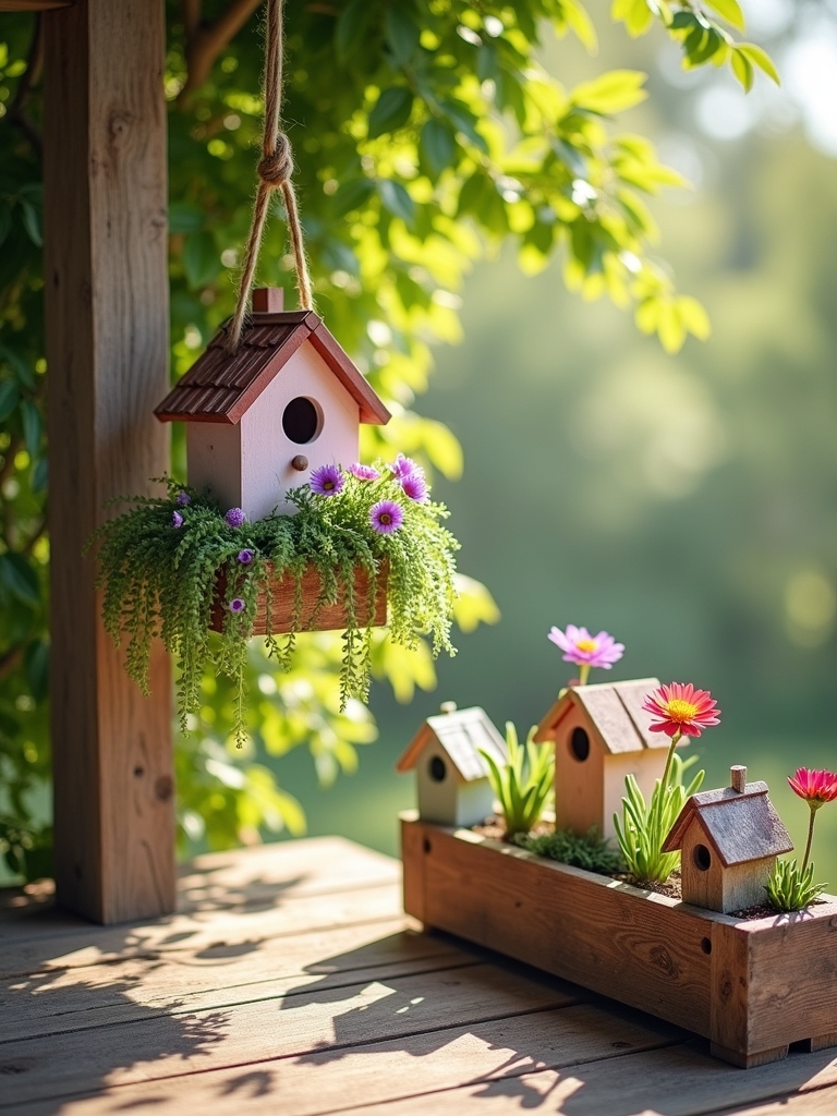 whimsical birdhouse planter ideas