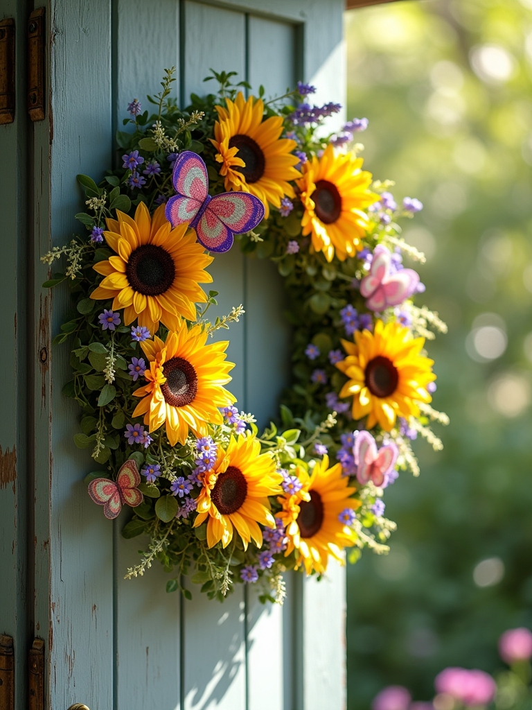 whimsical butterfly garden wreath
