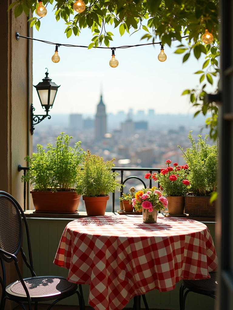 bistro style balcony dining area