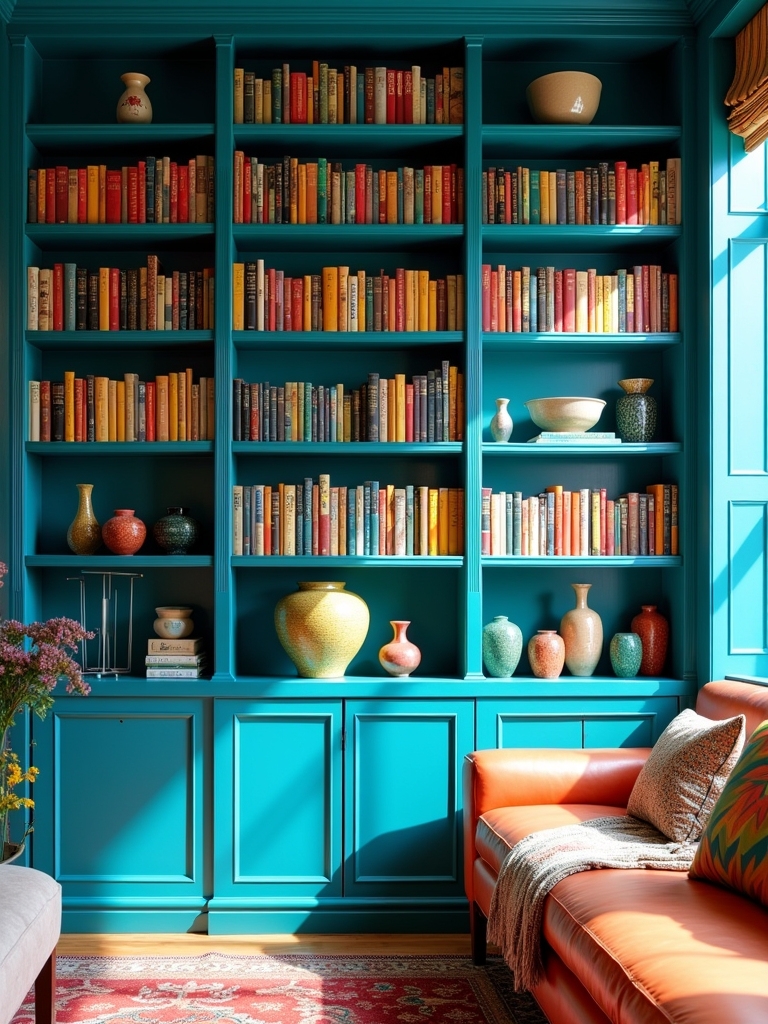 bold colorful bookshelf statement