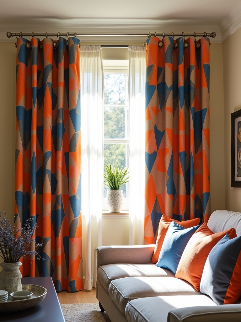 bold geometric curtain designs