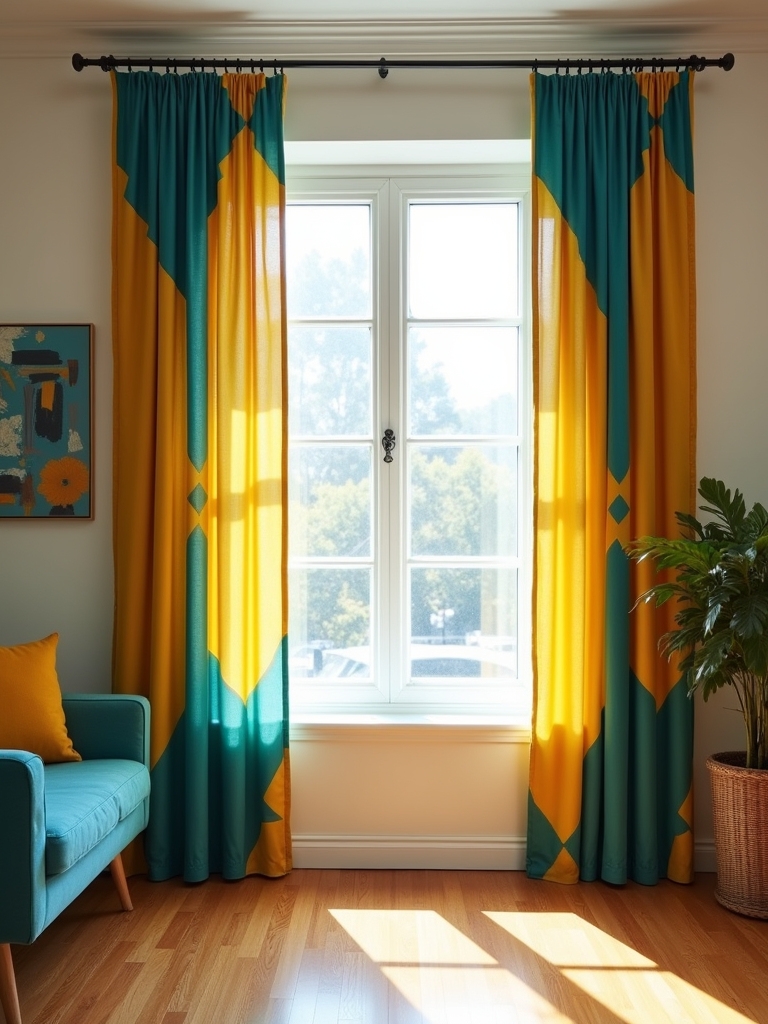 bold patterned curtains energize