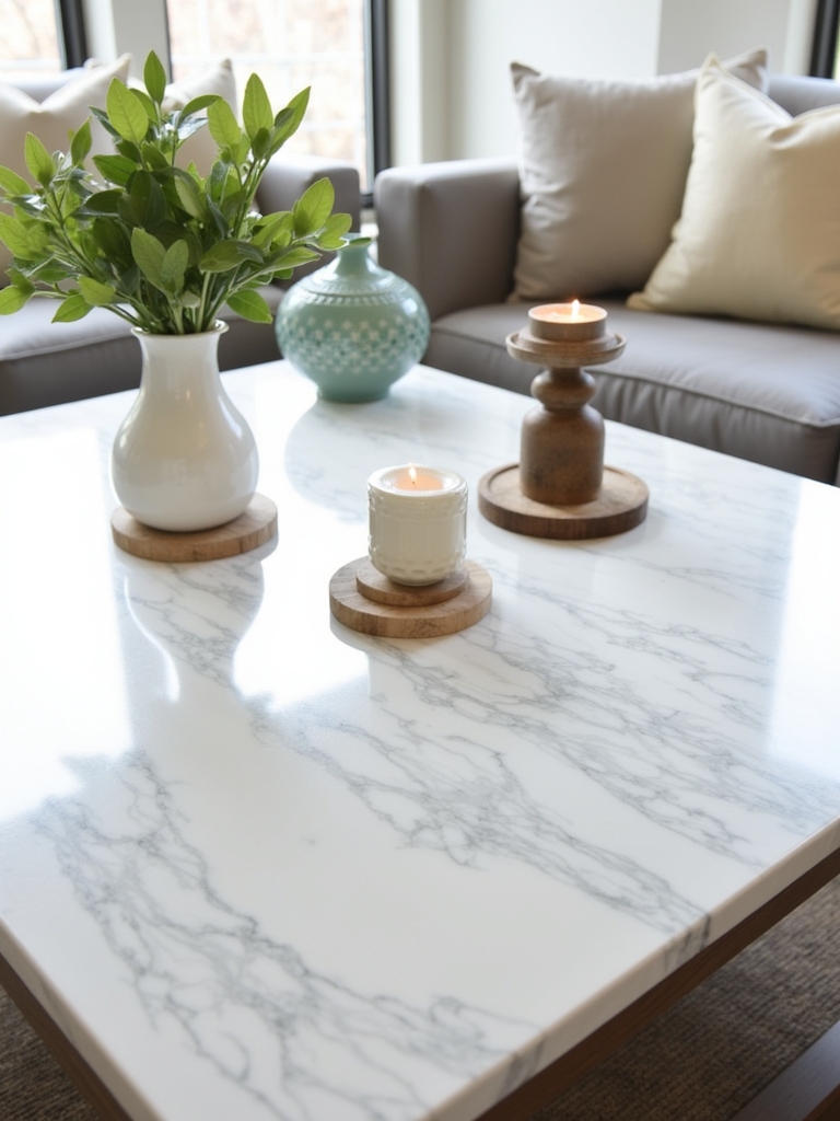 budget friendly faux marble table