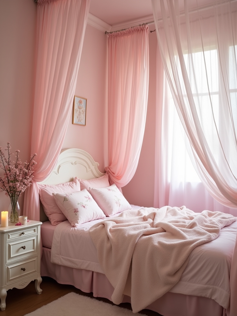 charming pastel pink canopies