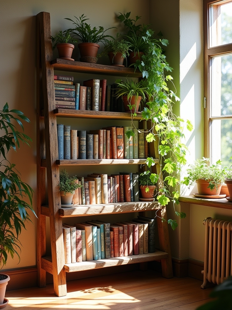 charming rustic ladder shelf