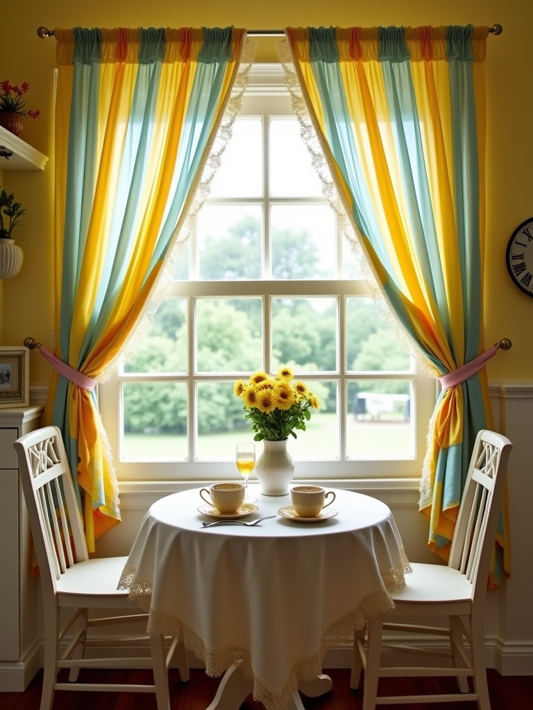 colorful cafe curtain transformation