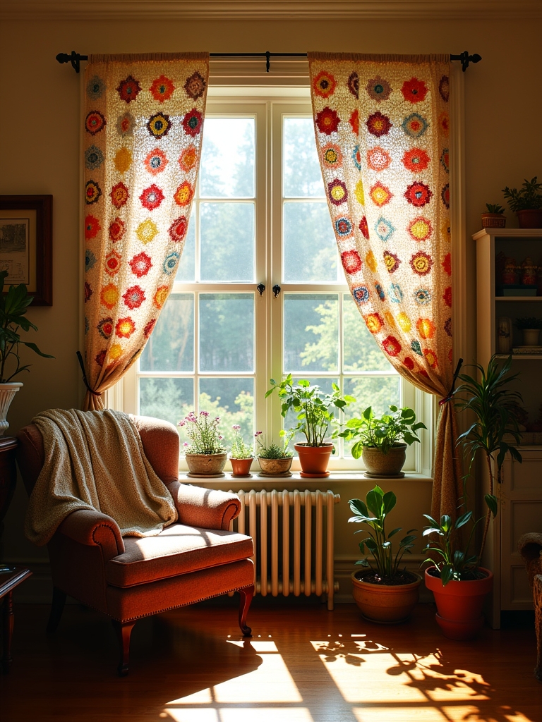 colorful crochet curtain designs