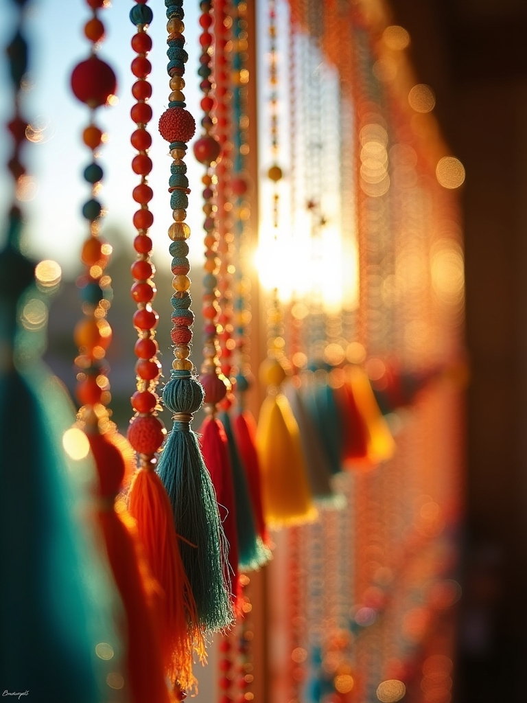 colorful tassel beaded curtains