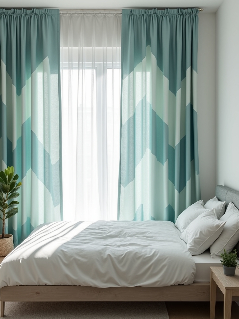 contemporary geometric bedroom curtains
