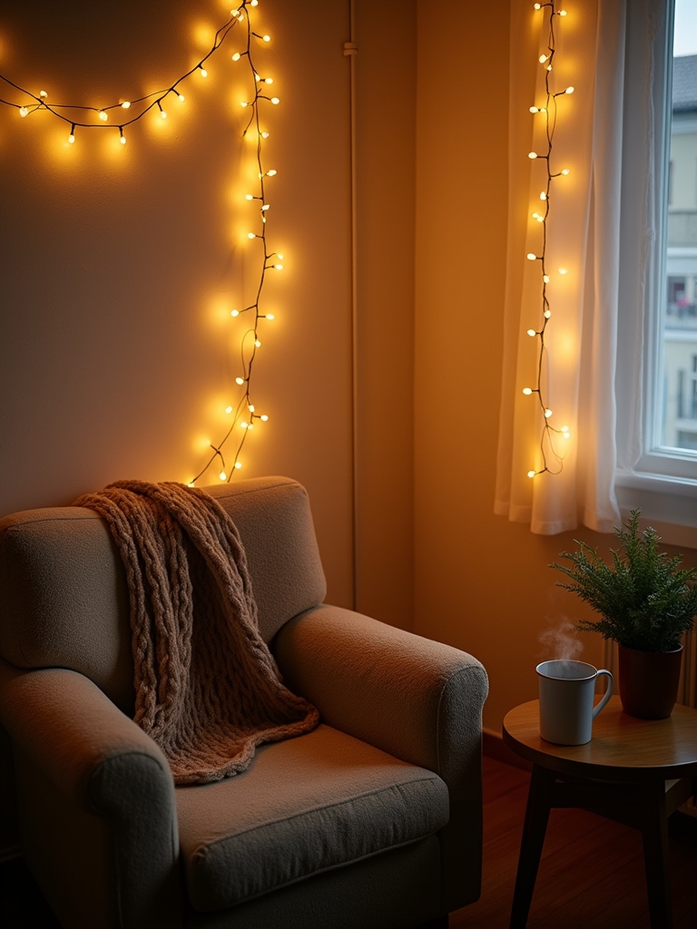 cozy ambiance with string lights