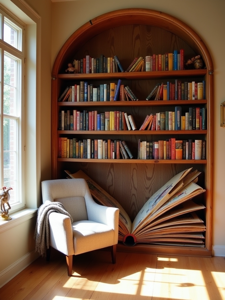cozy armchair bookshelf design