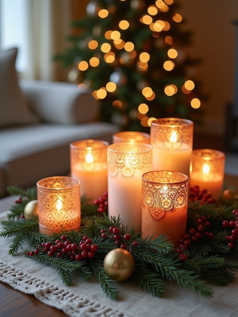 cozy candle arrangement display