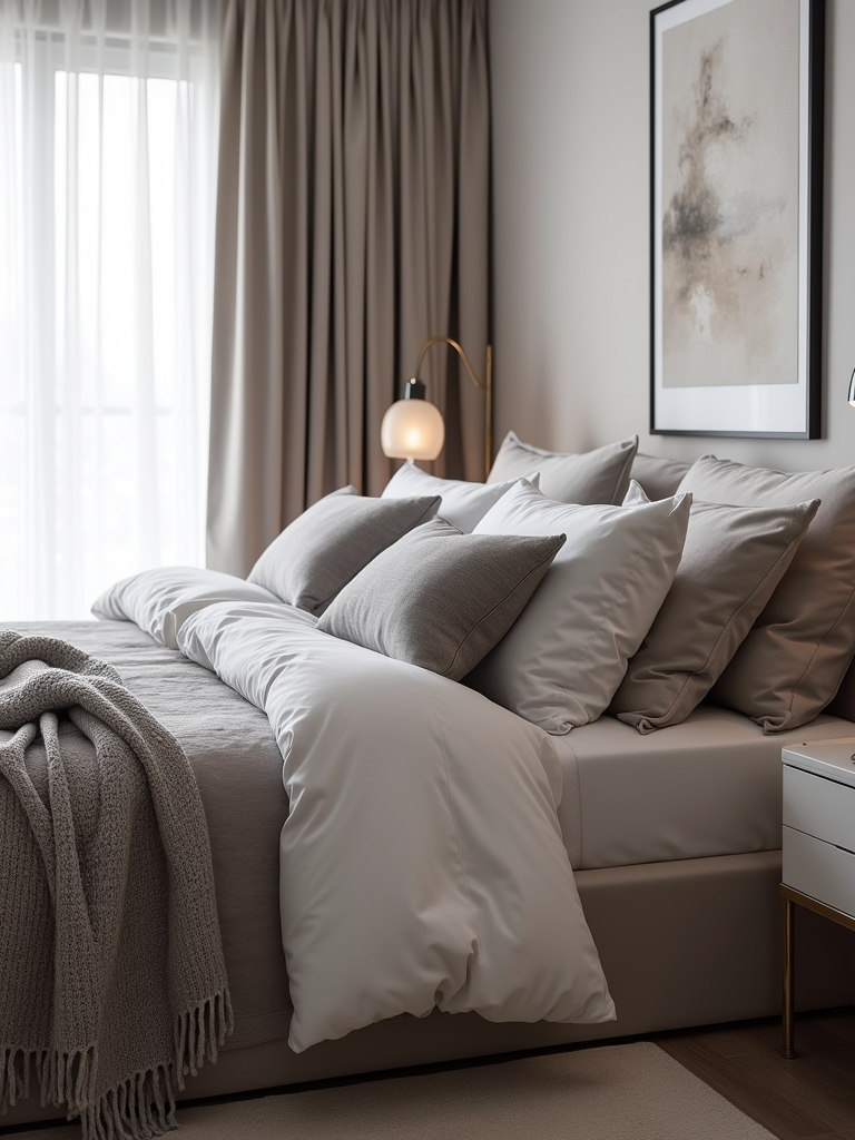cozy grey bedding accents