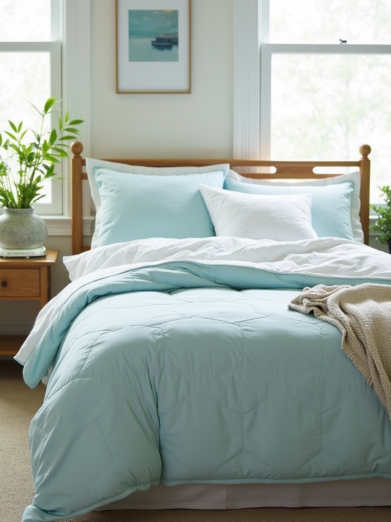 cozy powder blue quilts