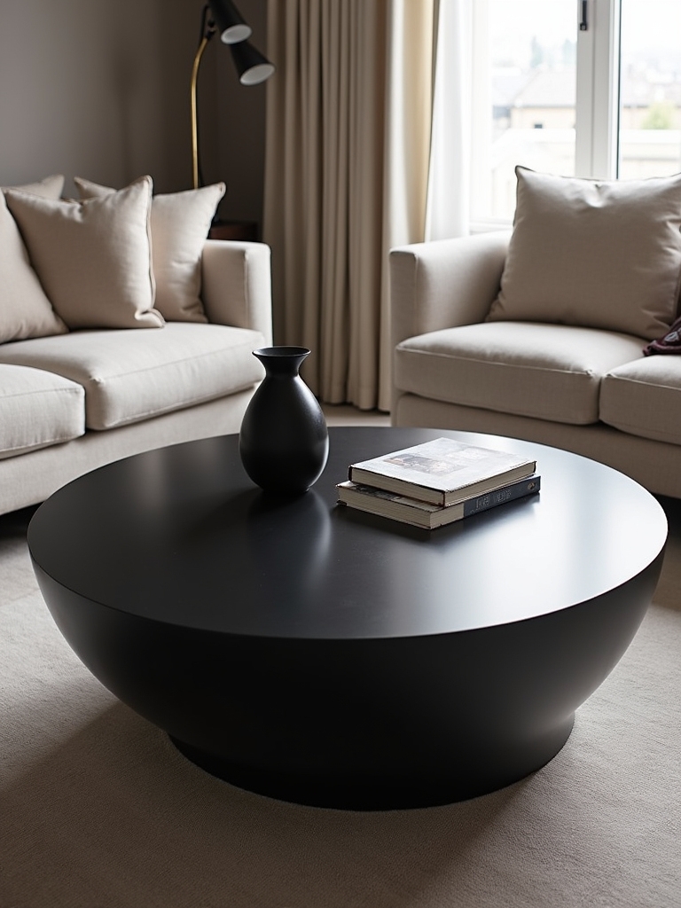 cozy round black coffee tables
