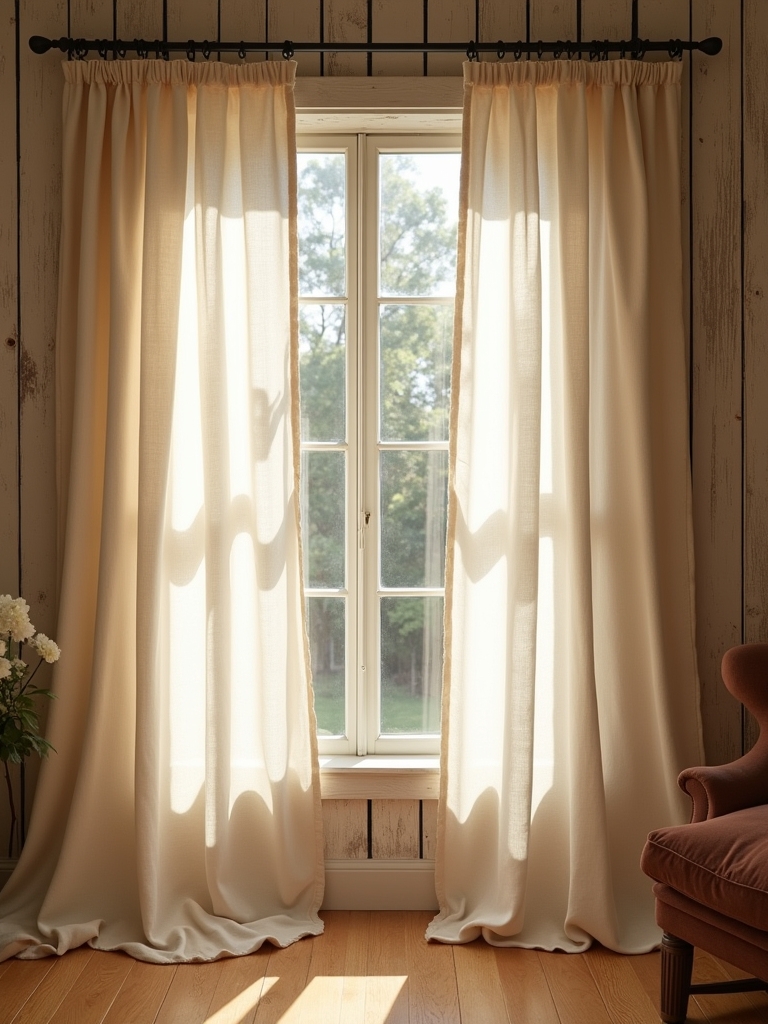 cozy rustic beige drapes