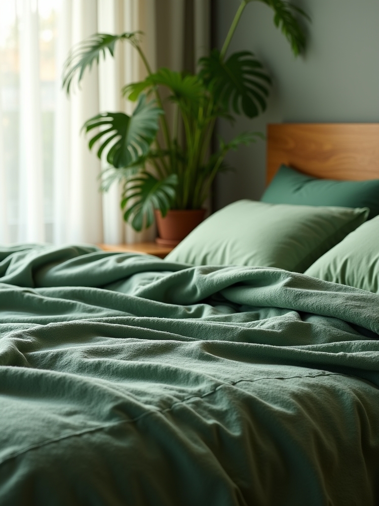 cozy textured green bedspreads