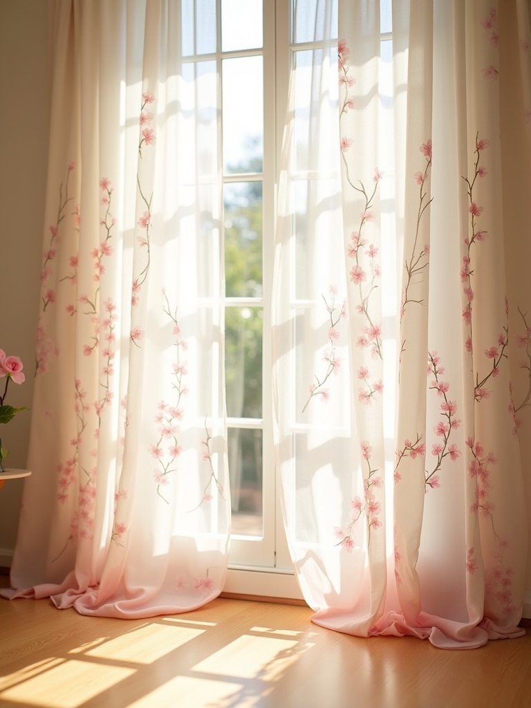 delicate cherry blossom curtains