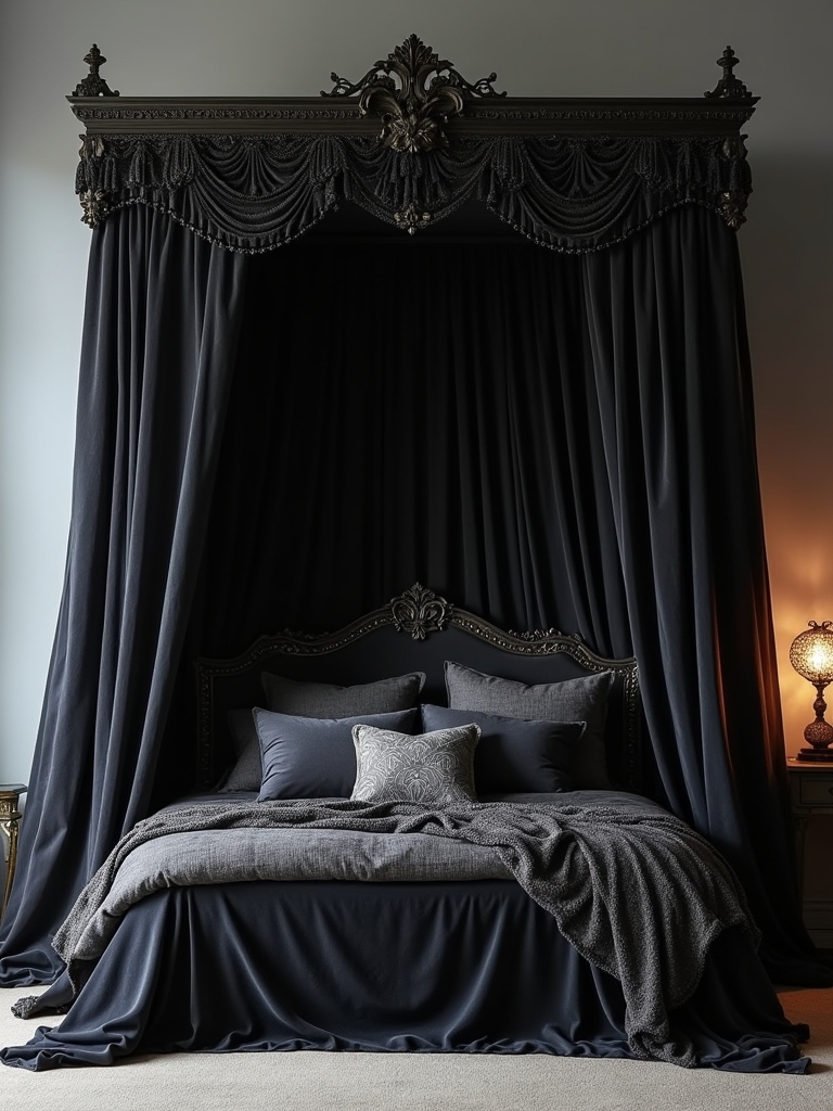 elegant black canopy beds