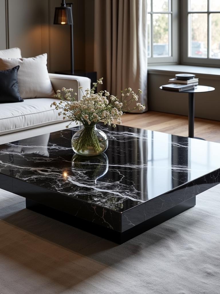 elegant black marble tables