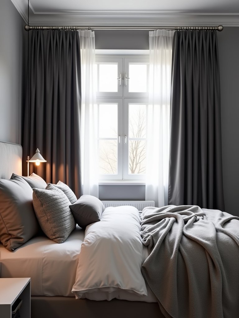 elegant grey curtains enhance privacy