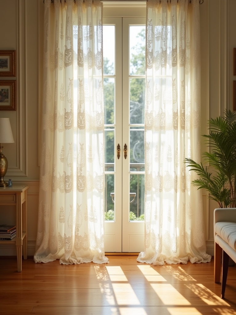 elegant ivory lace curtains