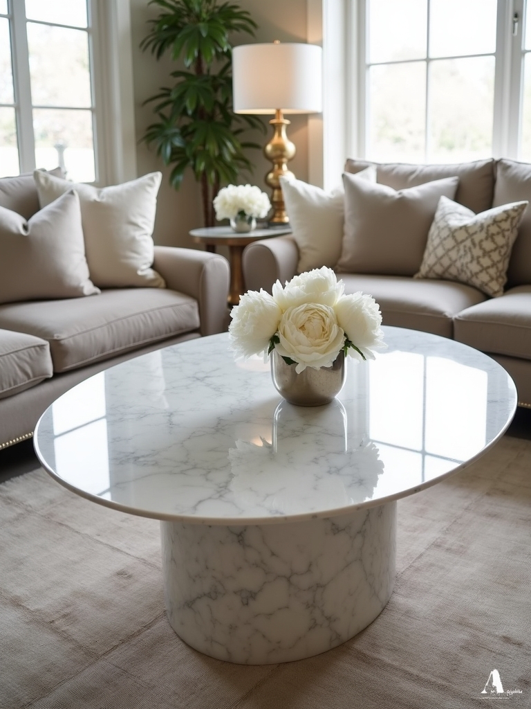 elegant marble oval table