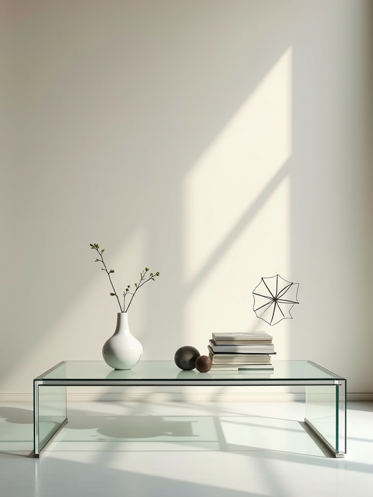 elegant minimalist glass table