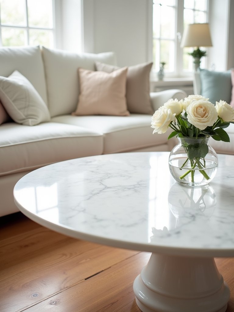 elegant white marble tables