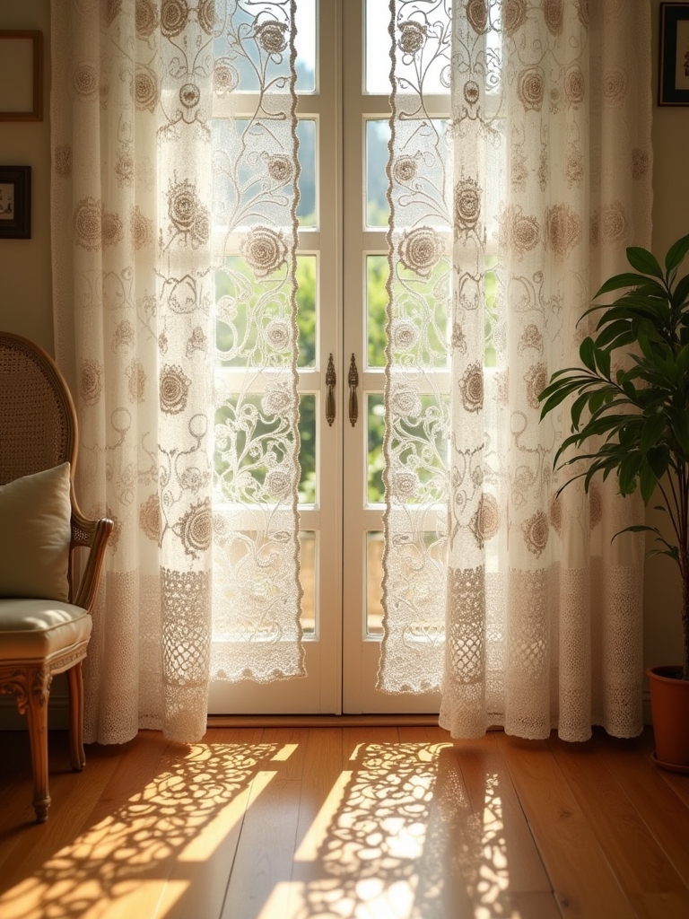floral curtains enhance decor