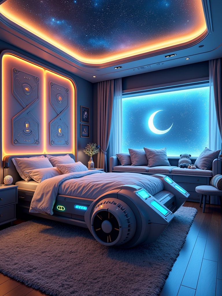 futuristic robot themed bedroom design