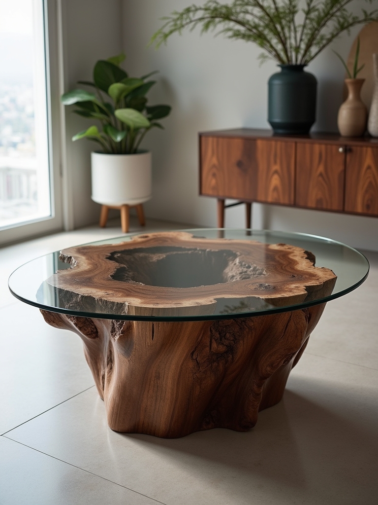 glass and live edge