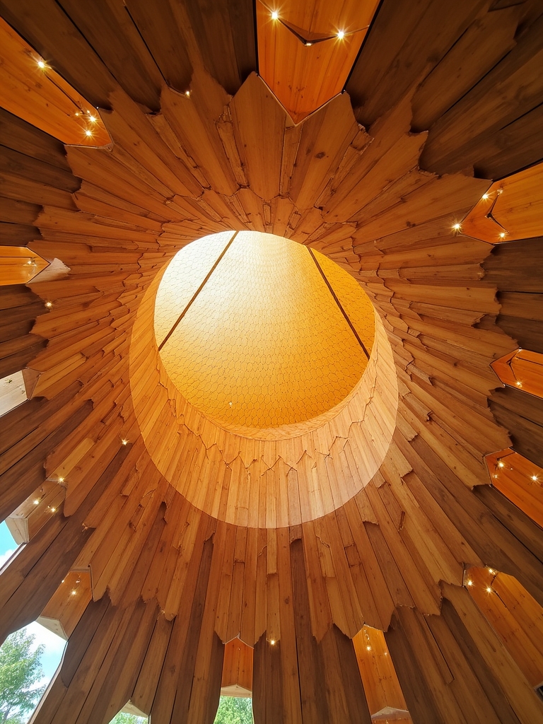 hexagonal wood ceiling design