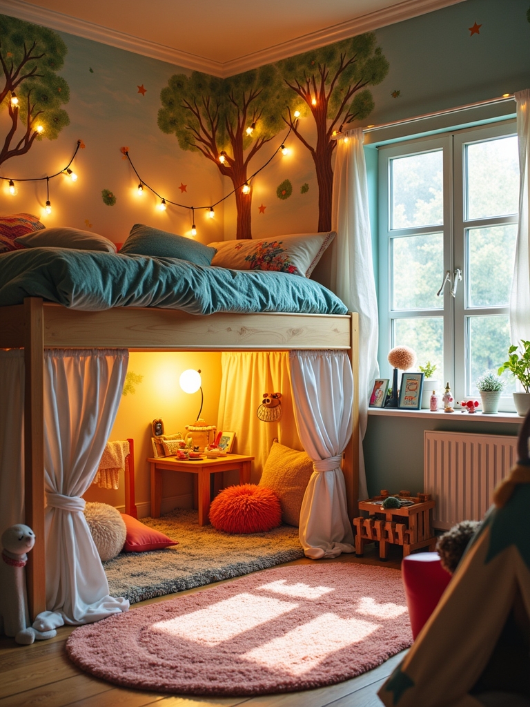 imaginative playhouse under loft