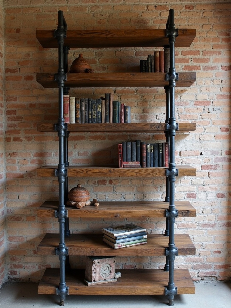 industrial charm bookshelf design