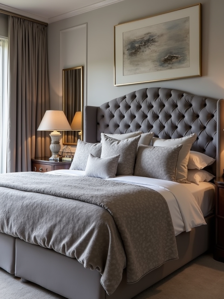 luxurious grey velvet beds
