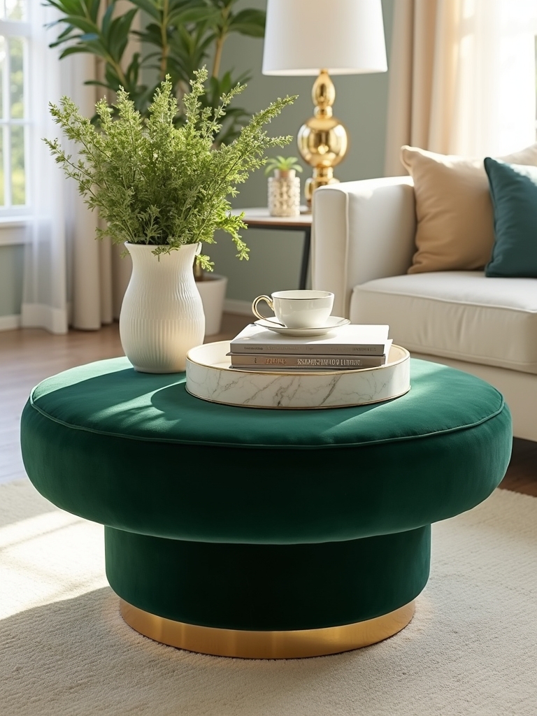 luxurious round velvet table