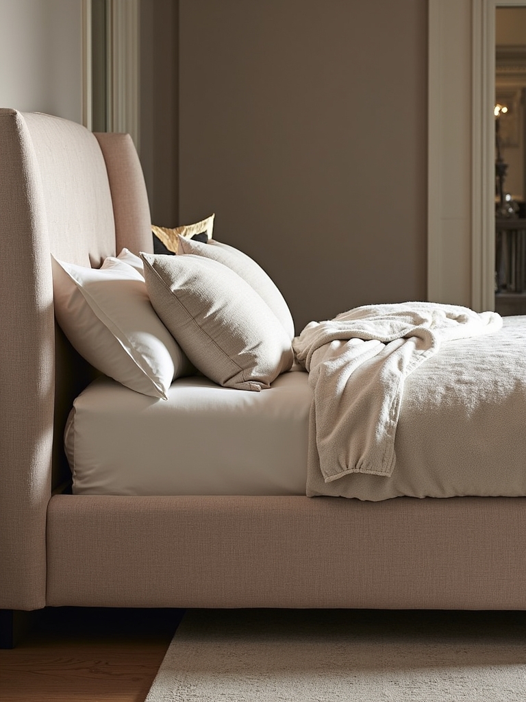 modern luxury boucle bed