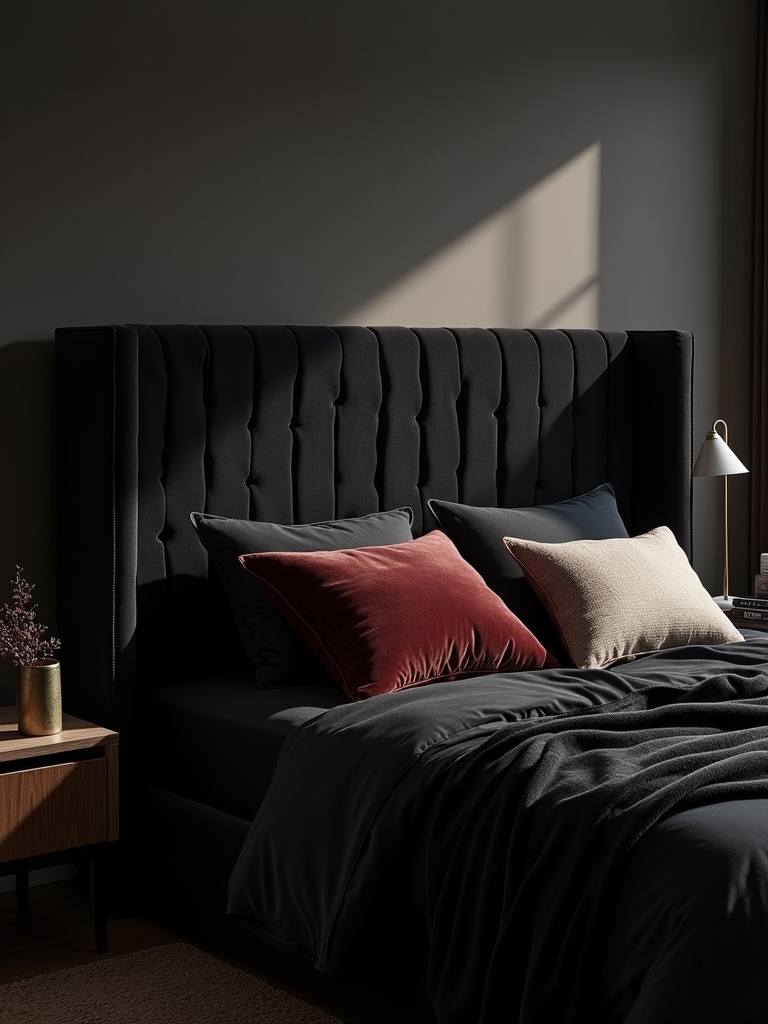 modern upholstered black headboard