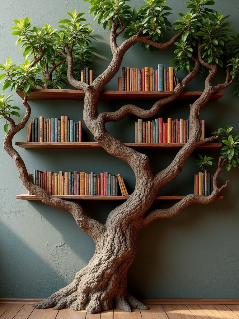 nature inspired bookshelf design