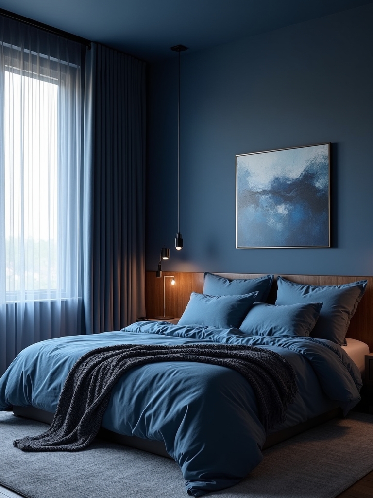 navy blue bedroom accents