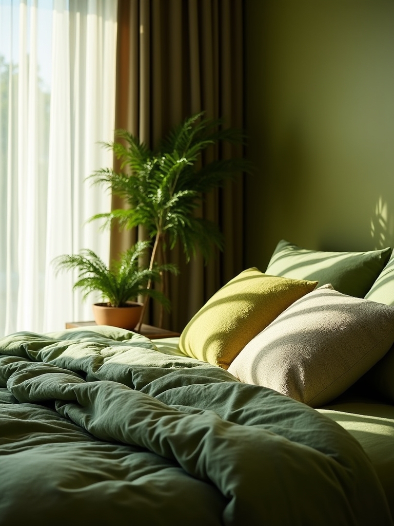 olive green accent wall