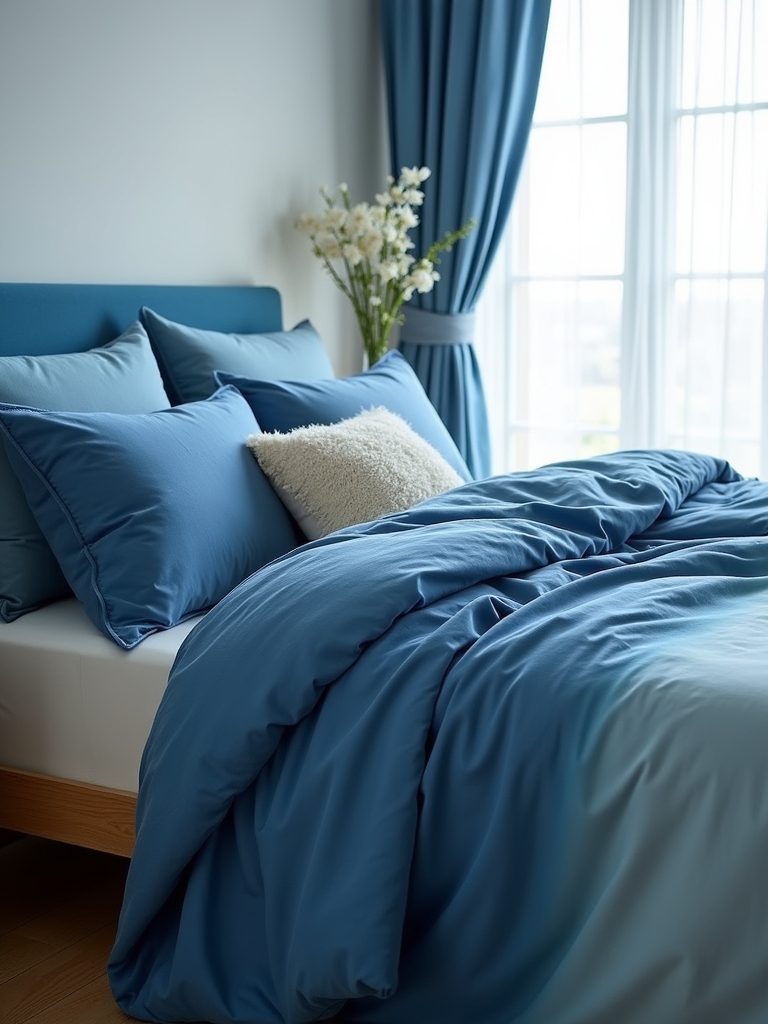 ombre blue bedding transformation