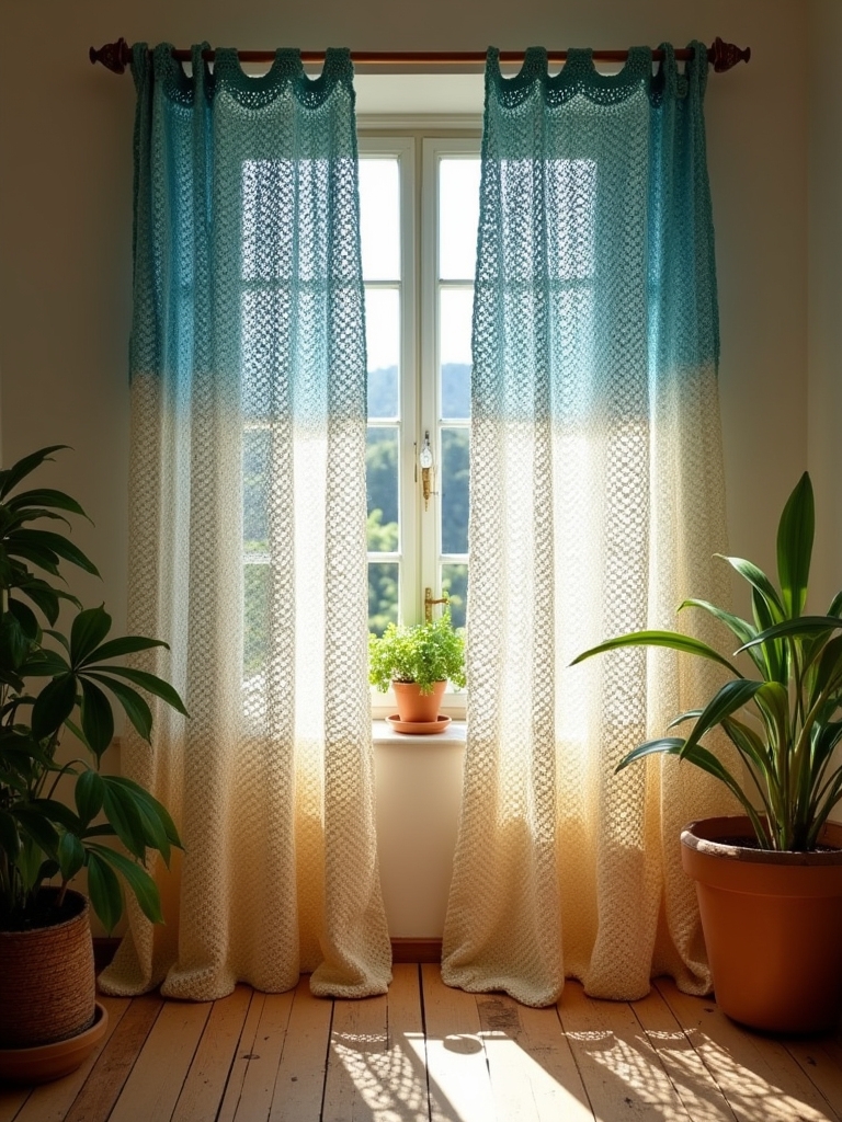 ombre crochet curtain design