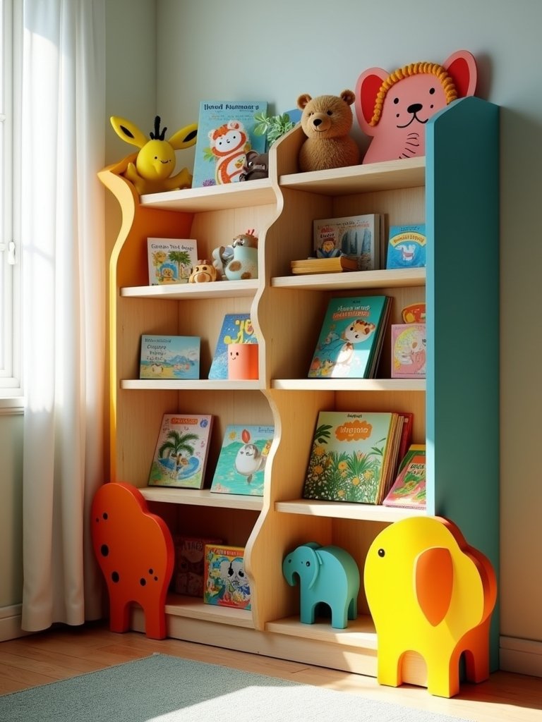 playful animal bookshelf design
