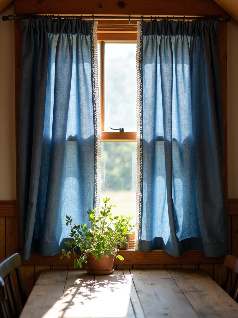rustic denim cafe curtains