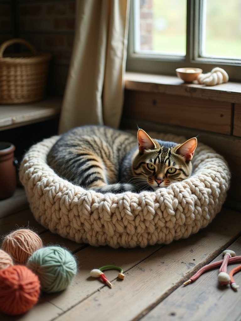 rustic farmhouse cat bed