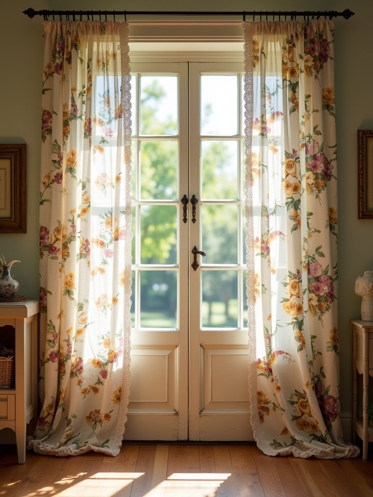 rustic farmhouse floral curtains