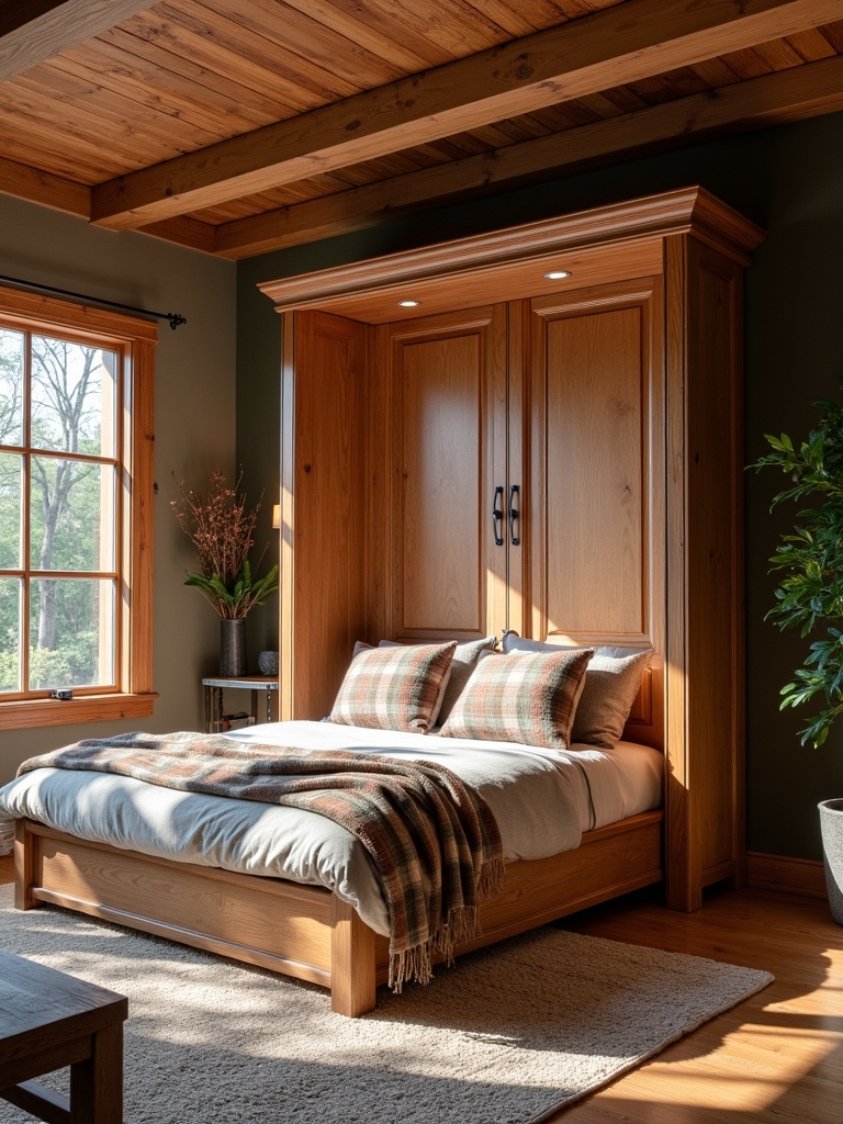 rustic wood murphy beds